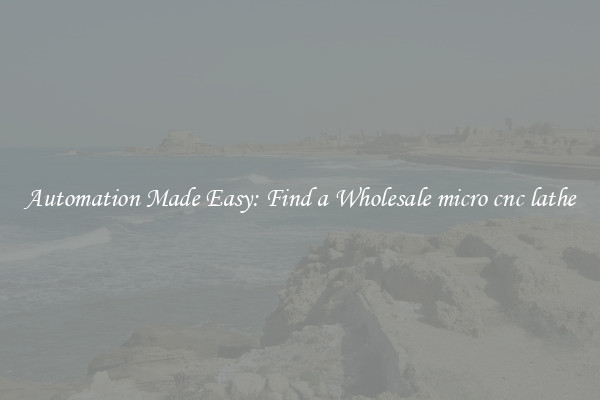  Automation Made Easy: Find a Wholesale micro cnc lathe 